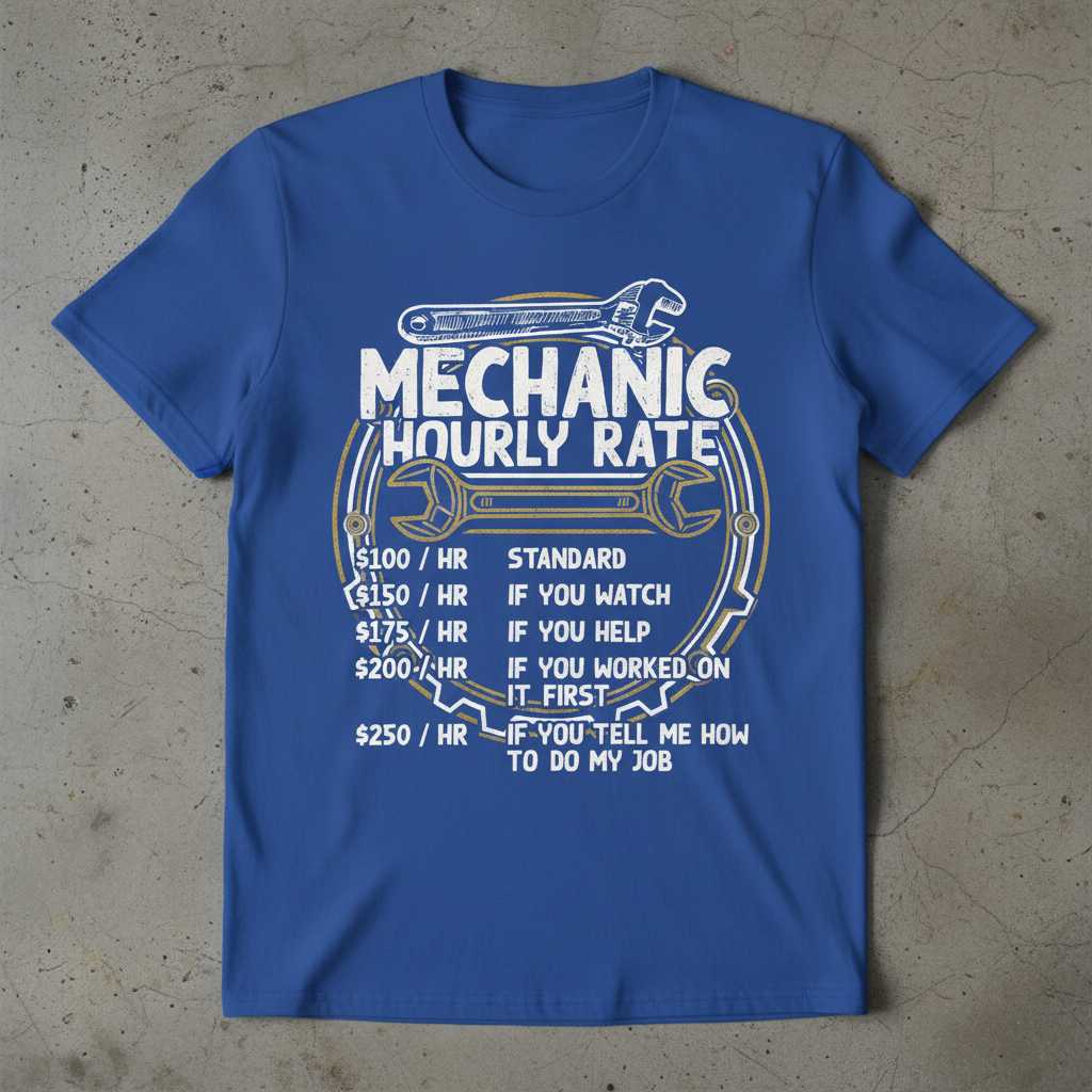 Mechanic Hourly Rate Distressed Retro T-Shirt, Funny Mechanic Tee Idea