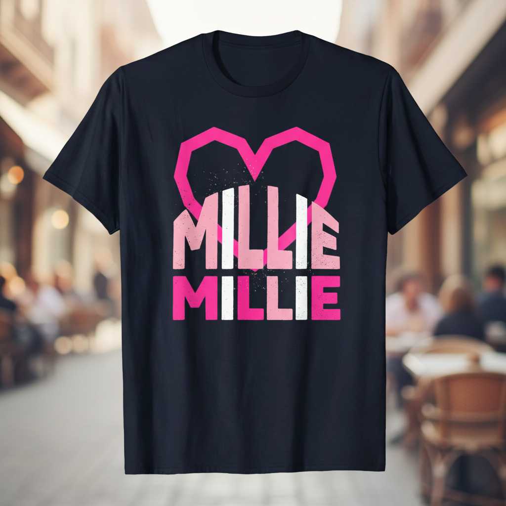 Millie Millie Distressed Heart T-Shirt, Cute Graphic Unisex Tee Present Idea