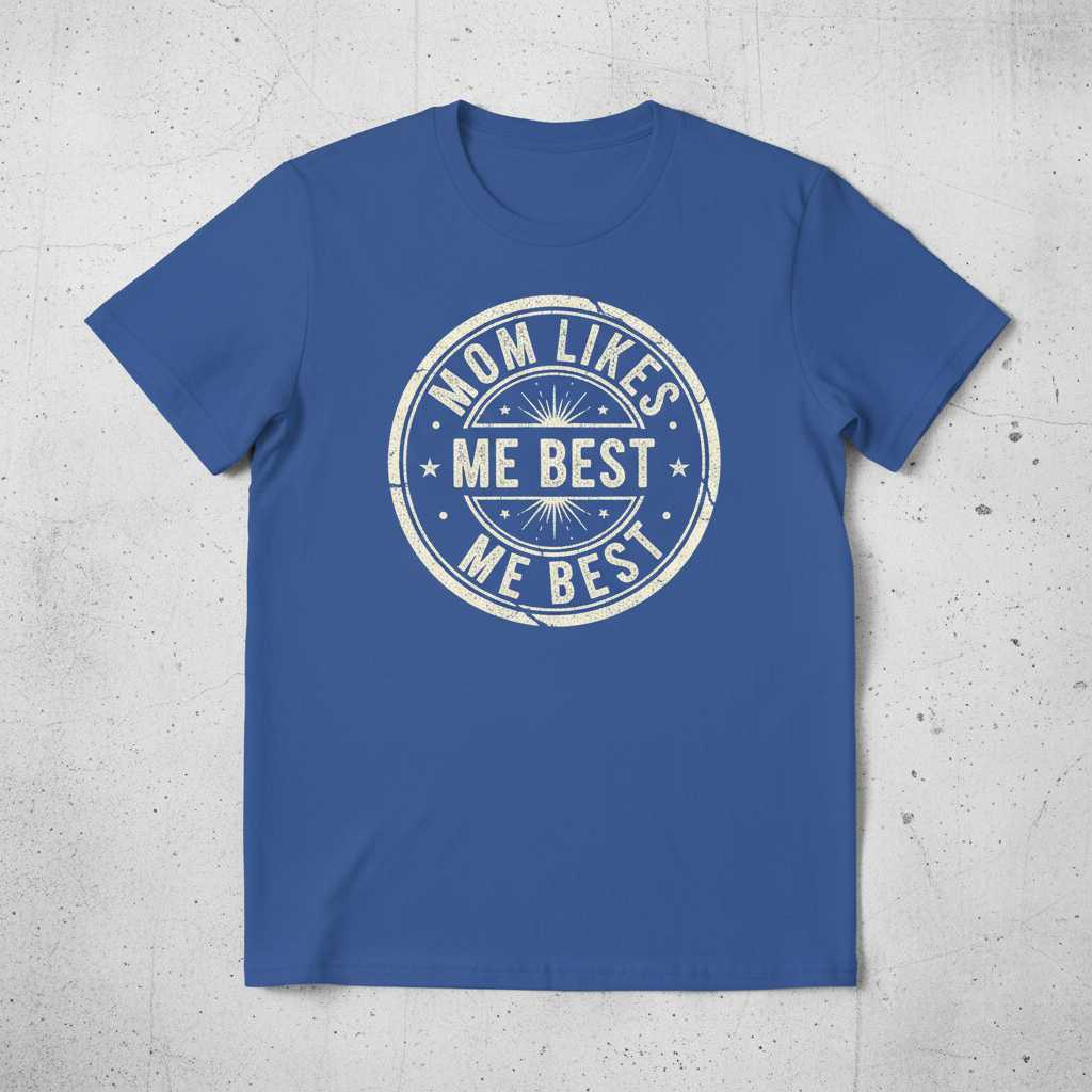 Mom Likes Me Best Distressed Vintage T-Shirt, Funny Graphic Tee Present