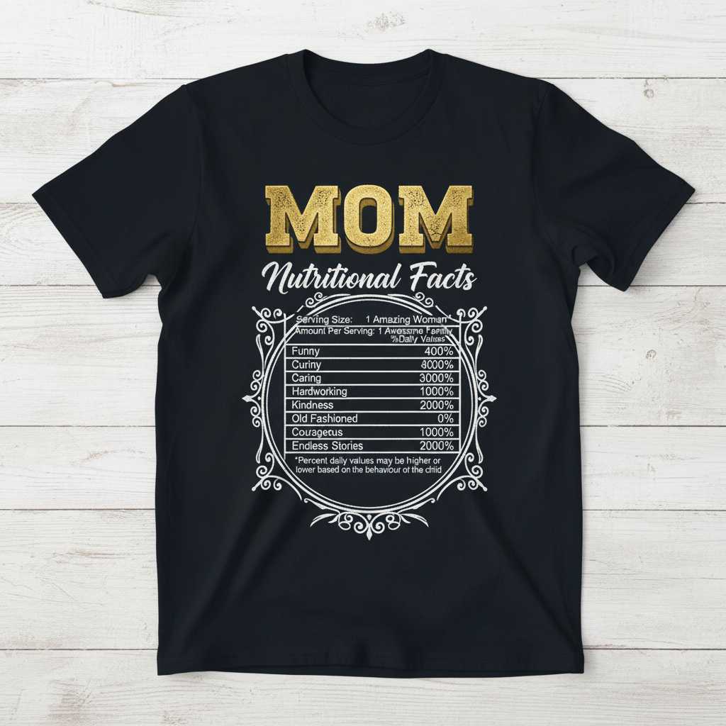 Mom Nutritional Facts Funny Graphic T-Shirt, Mothers Day Novelty Tee Idea