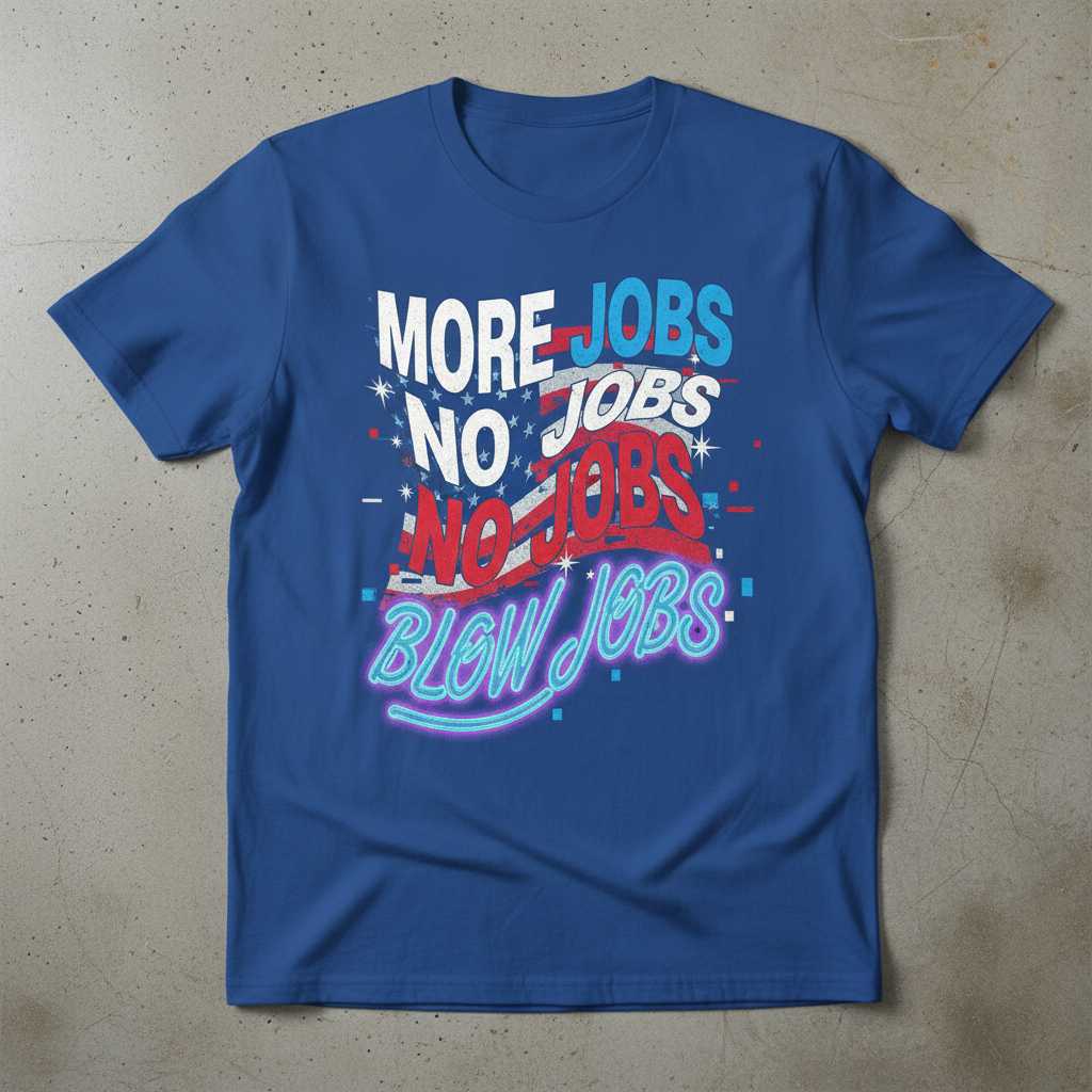 More Jobs No Jobs No Jobs Blow Jobs Graphic T-Shirt, Funny Novelty Tee