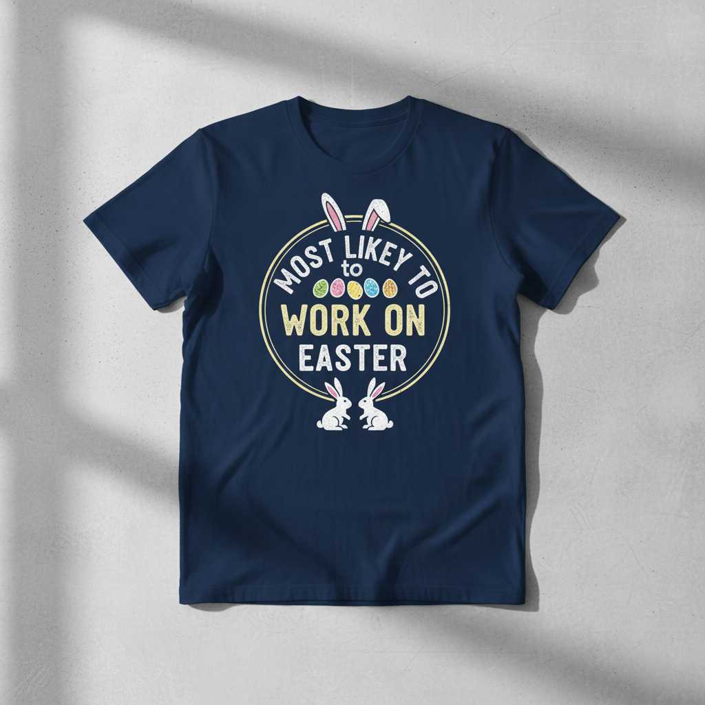 Most Likey To Work On Easter Distressed T-Shirt, Funny Tee Outfit Idea