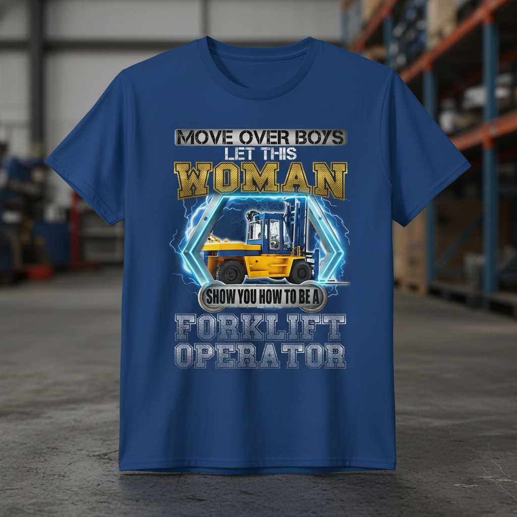 Move Over Boys Let This Woman Show You How To Be A Forklift Operator Graphic T-Shirt, Novelty Tee Gear