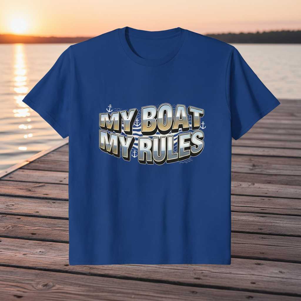 My Boat My Rules Nautical Graphic T-Shirt, Funny Boating Tee Sailing Gift Idea