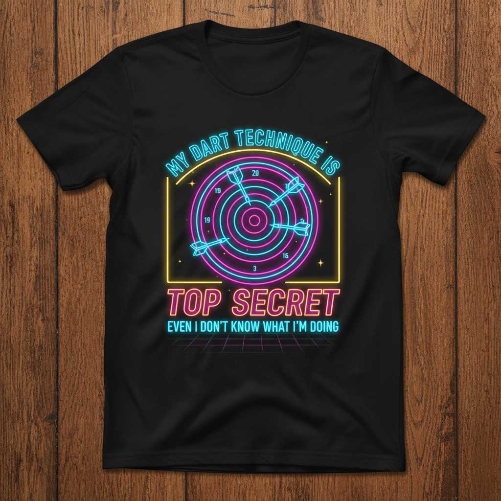 My Dart Technique Is Top Secret Even I Dont Know What Im Doing Retro T-Shirt Funny Tee