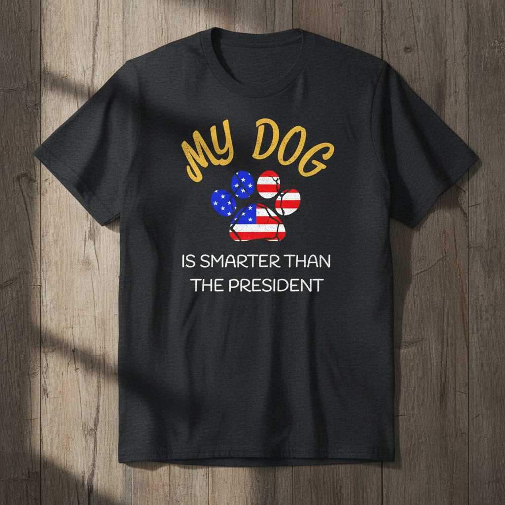 My Dog Is Smarter Than The President Vintage T-Shirt Funny Novelty Tee