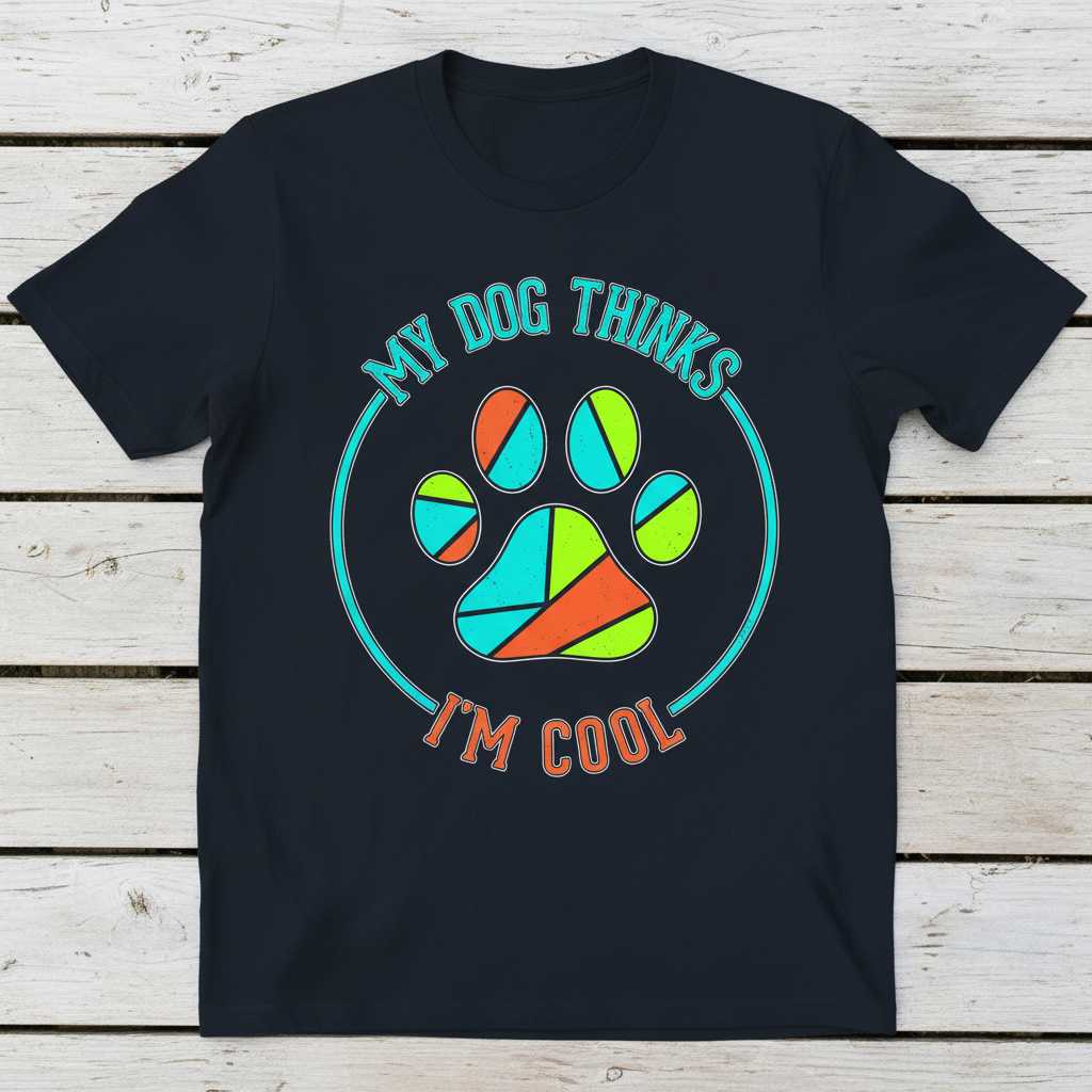My Dog Thinks Im Cool Retro Distressed T-Shirt, Funny Pet Lover Tee Idea