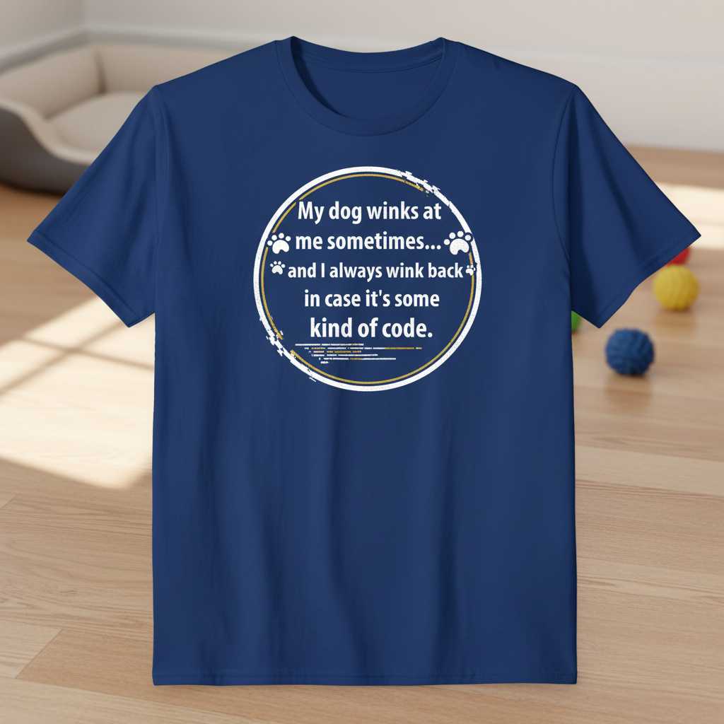 My Dog Winks At Me Sometimes And I Always Wink Back In Case Its Some Kind Of Code Distressed T-Shirt Funny Tee Idea