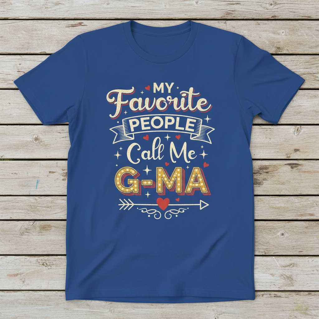 My Favorite People Call Me G-Ma Retro Graphic T-Shirt, Novelty Tee Present Idea