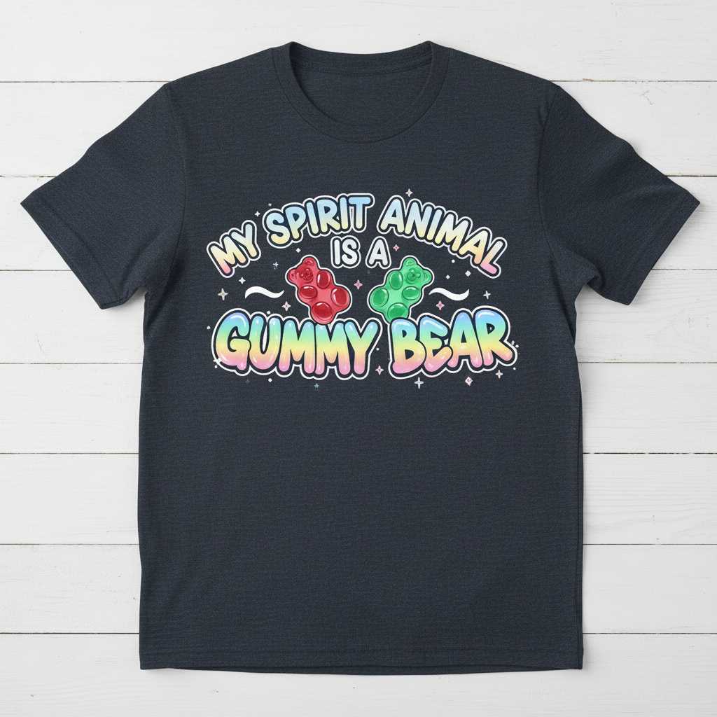 My Spirit Animal Is A Gummy Bear Retro T-Shirt, Funny Graphic Tee Merch