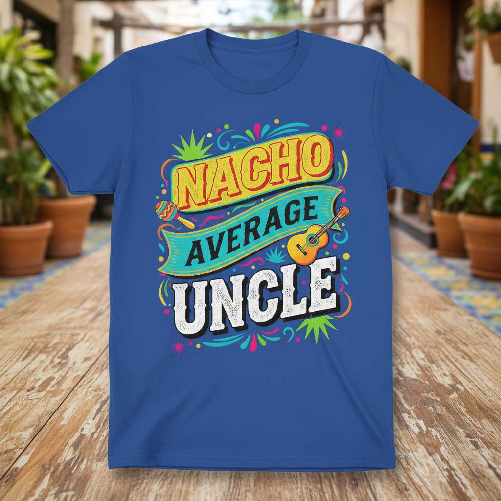 Nacho Average Uncle Funny Graphic T-Shirt, Unisex Novelty Tee Present Idea