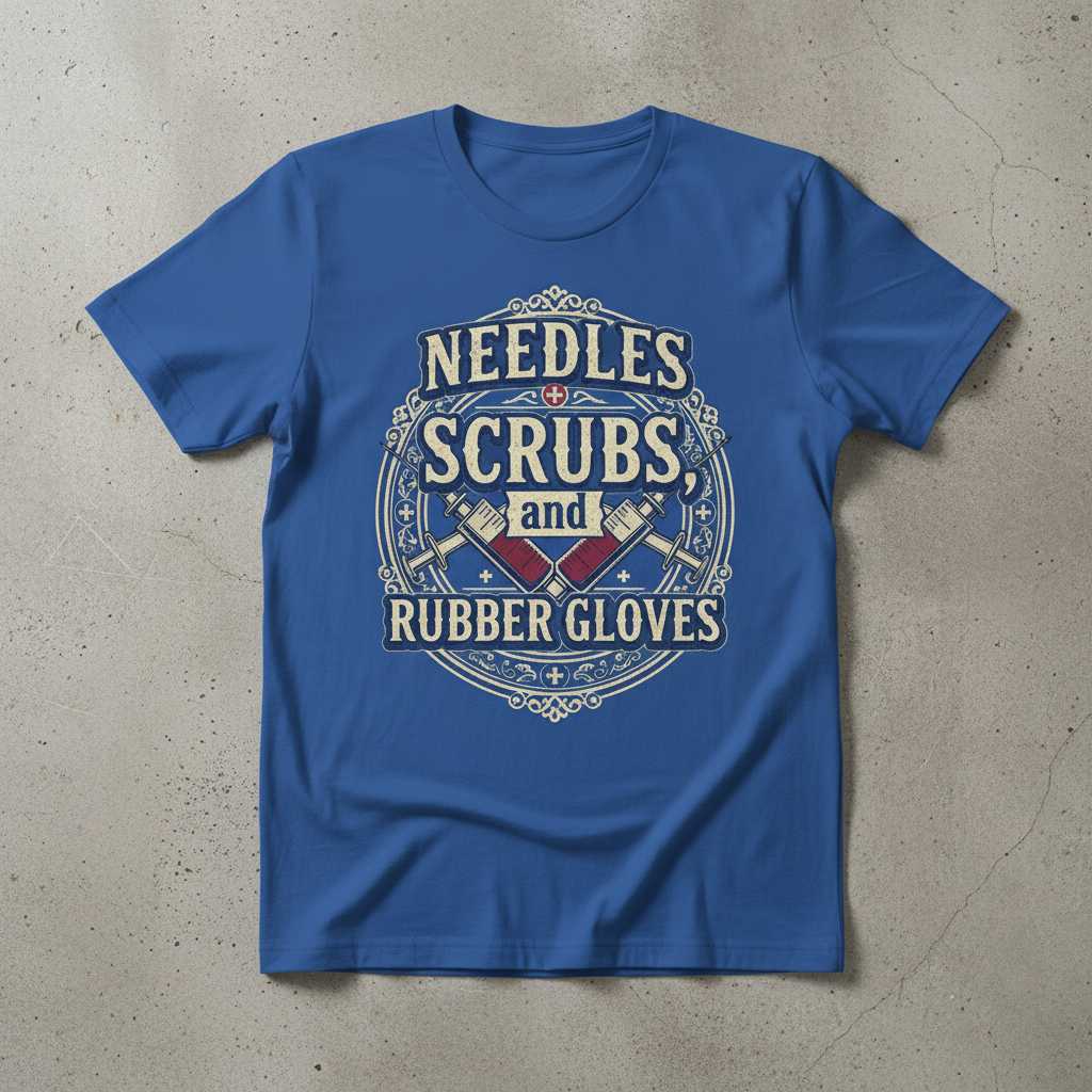Needles Scrubs And Rubber Gloves Vintage T-Shirt, Novelty Graphic Tee Idea