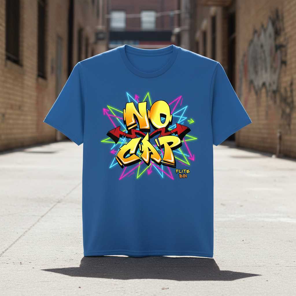 No Cap Graffiti Retro 90s T-Shirt, Novelty Graphic Tee Streetwear Gear