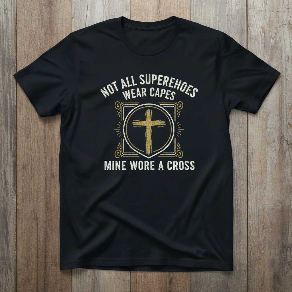 Not All Superheroes Wear Capes Mine Wore A Cross Vintage T-Shirt Graphic Tee