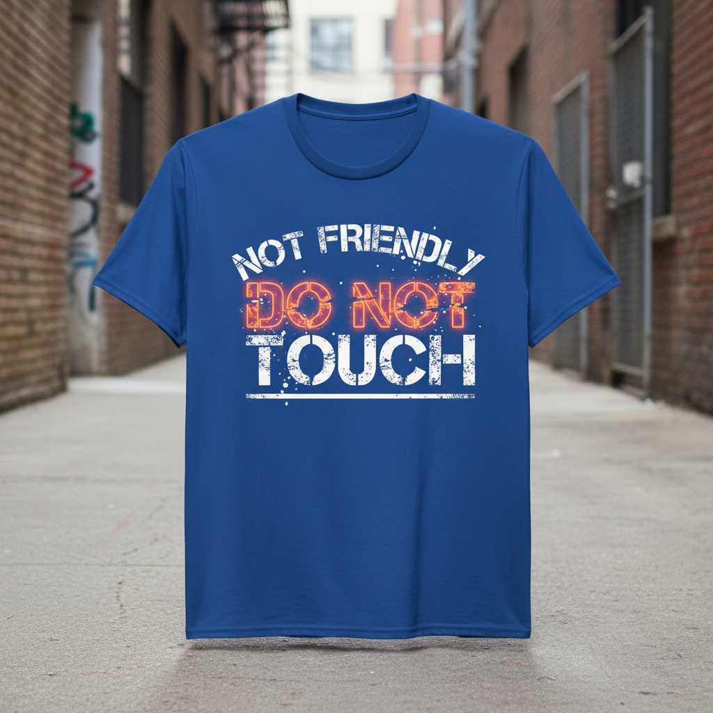 Not Friendly Do Not Touch Distressed T-Shirt Funny Novelty Graphic Unisex Tee