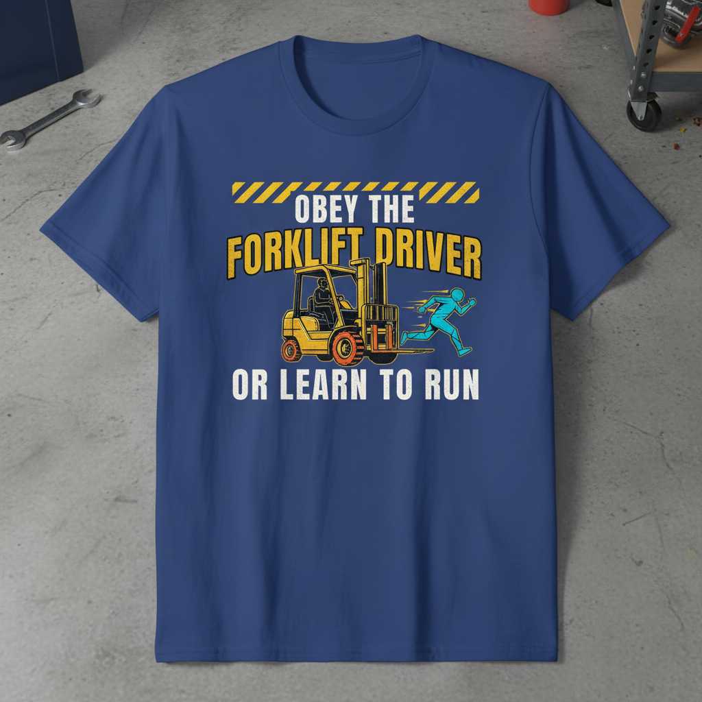 Obey The Forklift Driver Or Learn To Run Distressed T-Shirt, Funny Tee Idea