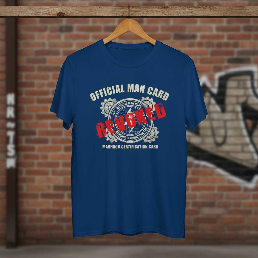 Official Man Card Revoked Manhood Certification Distressed T-Shirt Funny Tee
