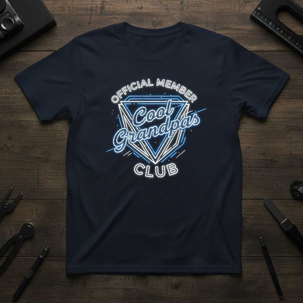 Official Member Cool Grandpas Club Retro Graphic T-Shirt Novelty Tee Present