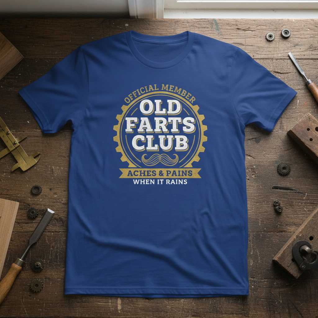 Official Member Old Farts Club Aches & Pains When It Rains Vintage T-Shirt Funny Tee