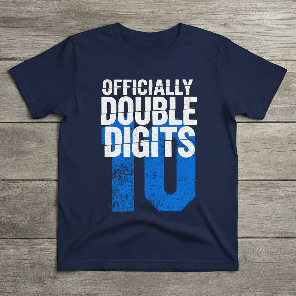 Officially Double Digits 10 Distressed T-Shirt, Graphic Birthday Tee Idea