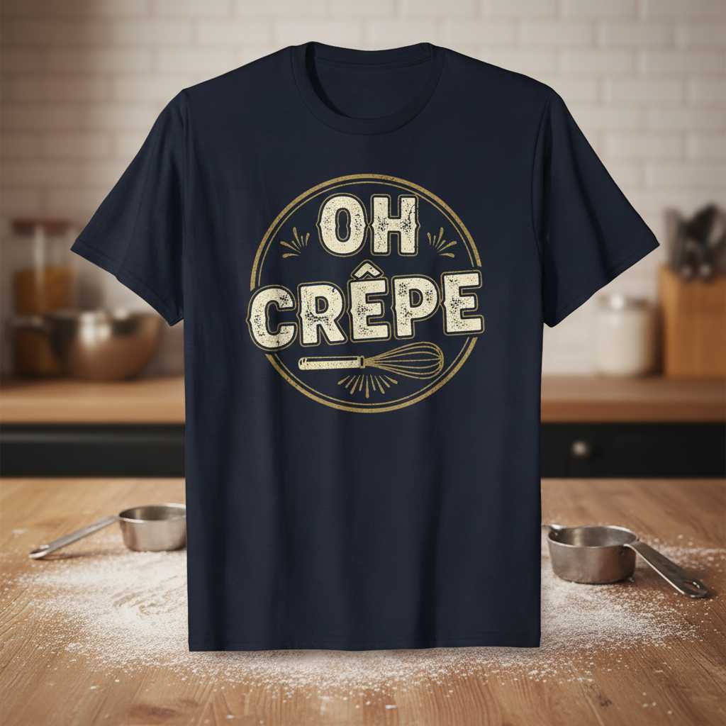 Oh Crêpe Distressed Vintage T-Shirt, Funny Cooking Kitchen Tee Gift Idea