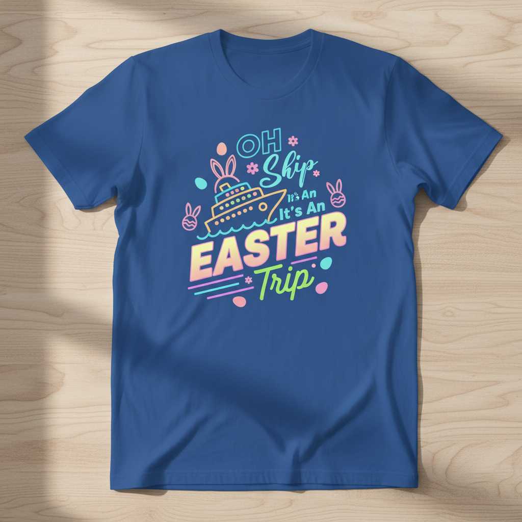 Oh Ship Its An Easter Trip Graphic T-Shirt Funny Cruise Tee Souvenir Top