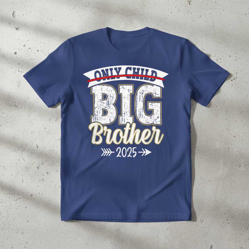 Only Child Big Brother 2025 Distressed T-Shirt, Funny Novelty Tee Merch Idea