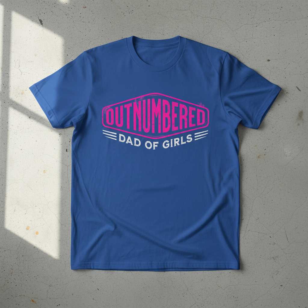 Outnumbered Dad Of Girls Retro Distressed T-Shirt, Funny Graphic Tee Idea