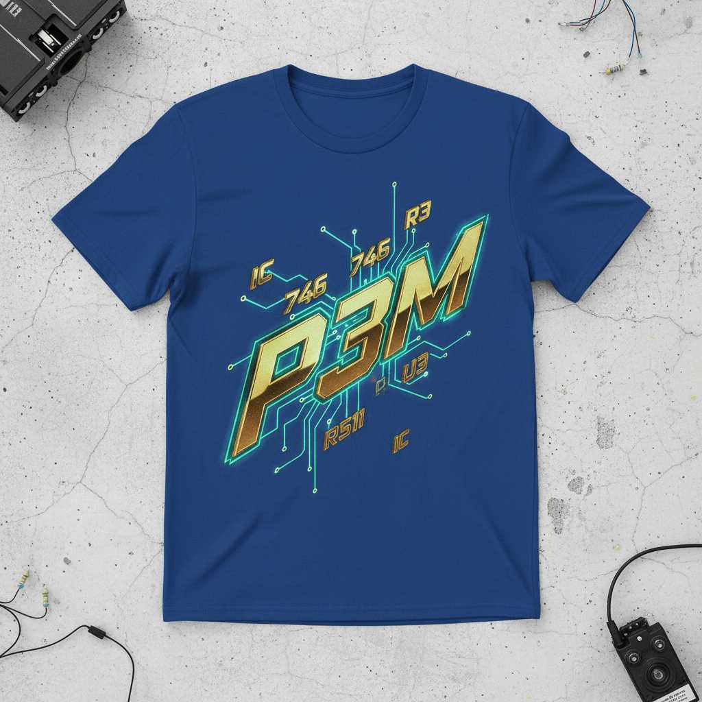 P3m Retro 90s Tech Graphic T-Shirt, Vintage Circuit Board Computer Tee Merch