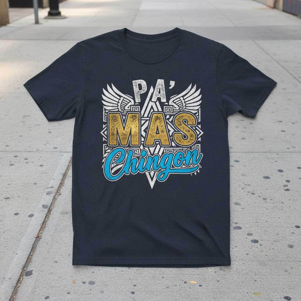 Pa Mas Chingon Distressed Graphic T-Shirt, Mexican Novelty Tee Gear