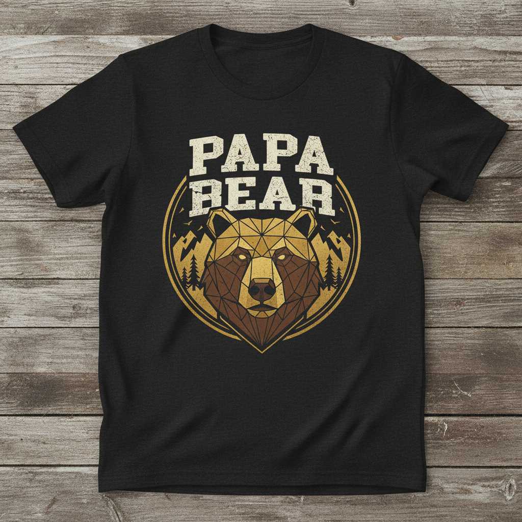 Papa Bear Distressed Vintage T-Shirt, Family Matching Graphic Tee Idea
