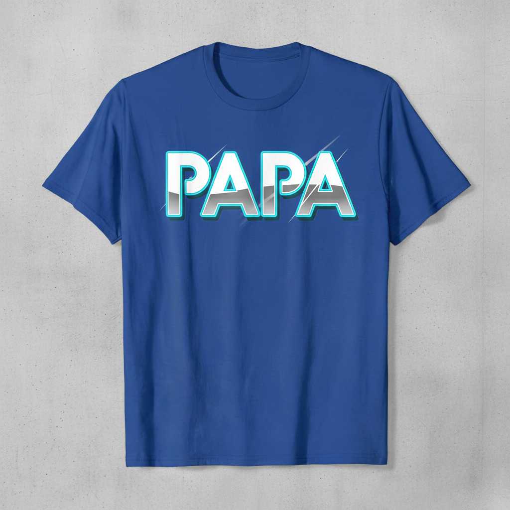 Papa Retro 90s Chrome Graphic T-Shirt, Novelty Fathers Day Tee Present Idea