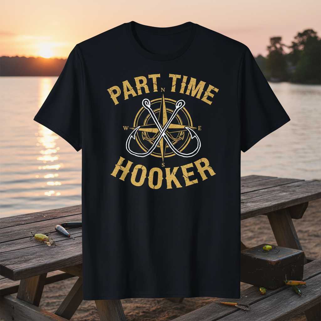Part Time Hooker Vintage Fishing T-Shirt, Funny Retro Graphic Tee Present