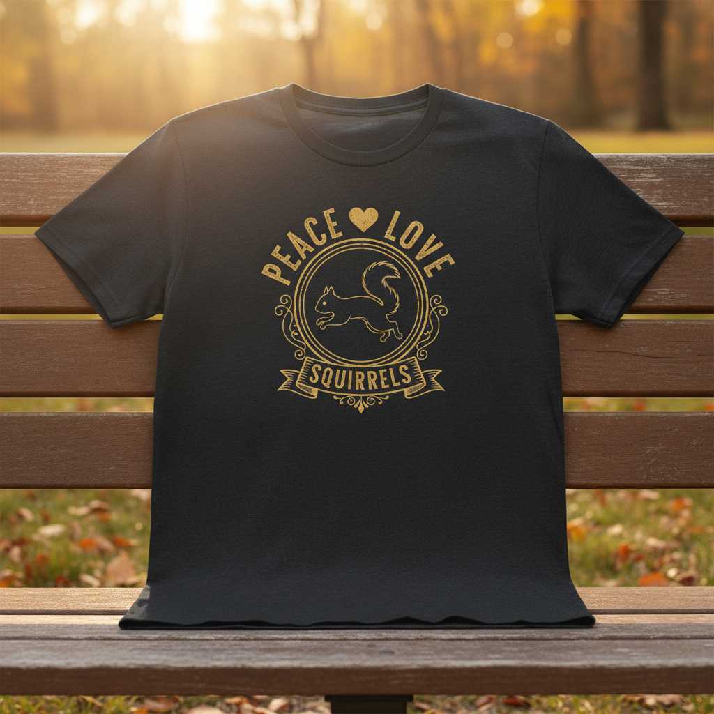 Peace Love Squirrels Vintage T-Shirt, Cute Squirrel Graphic Tee Gift Idea