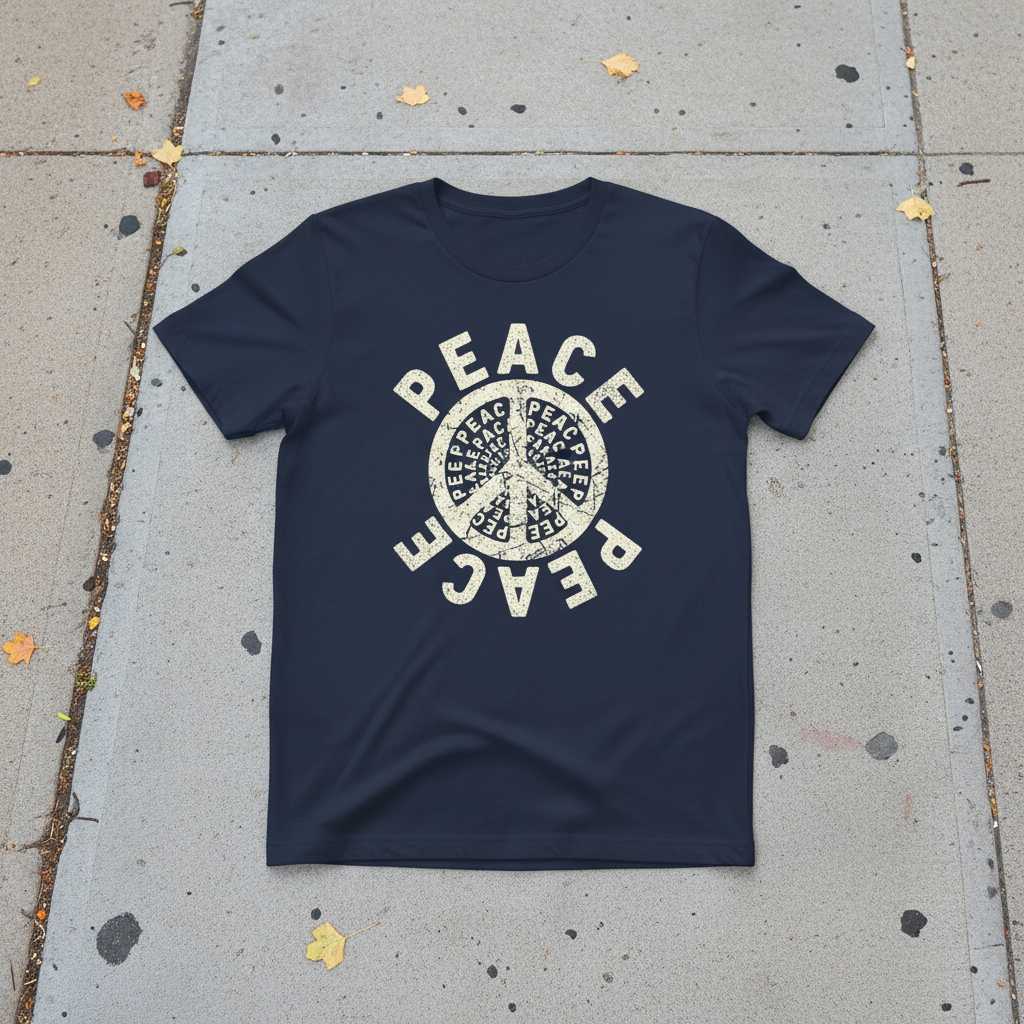Peace Sign World Peace Vintage Distressed T-Shirt, Graphic Tee Unisex Top