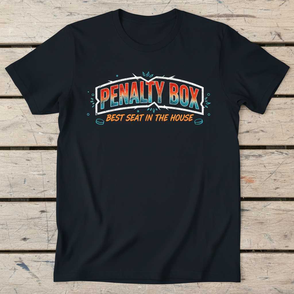 Penalty Box Best Seat In The House Distressed T-Shirt, Graphic Hockey Tee Idea