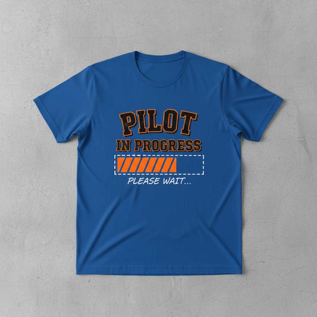 Pilot In Progress Please Wait Distressed T-Shirt, Funny Flight School Tee Idea