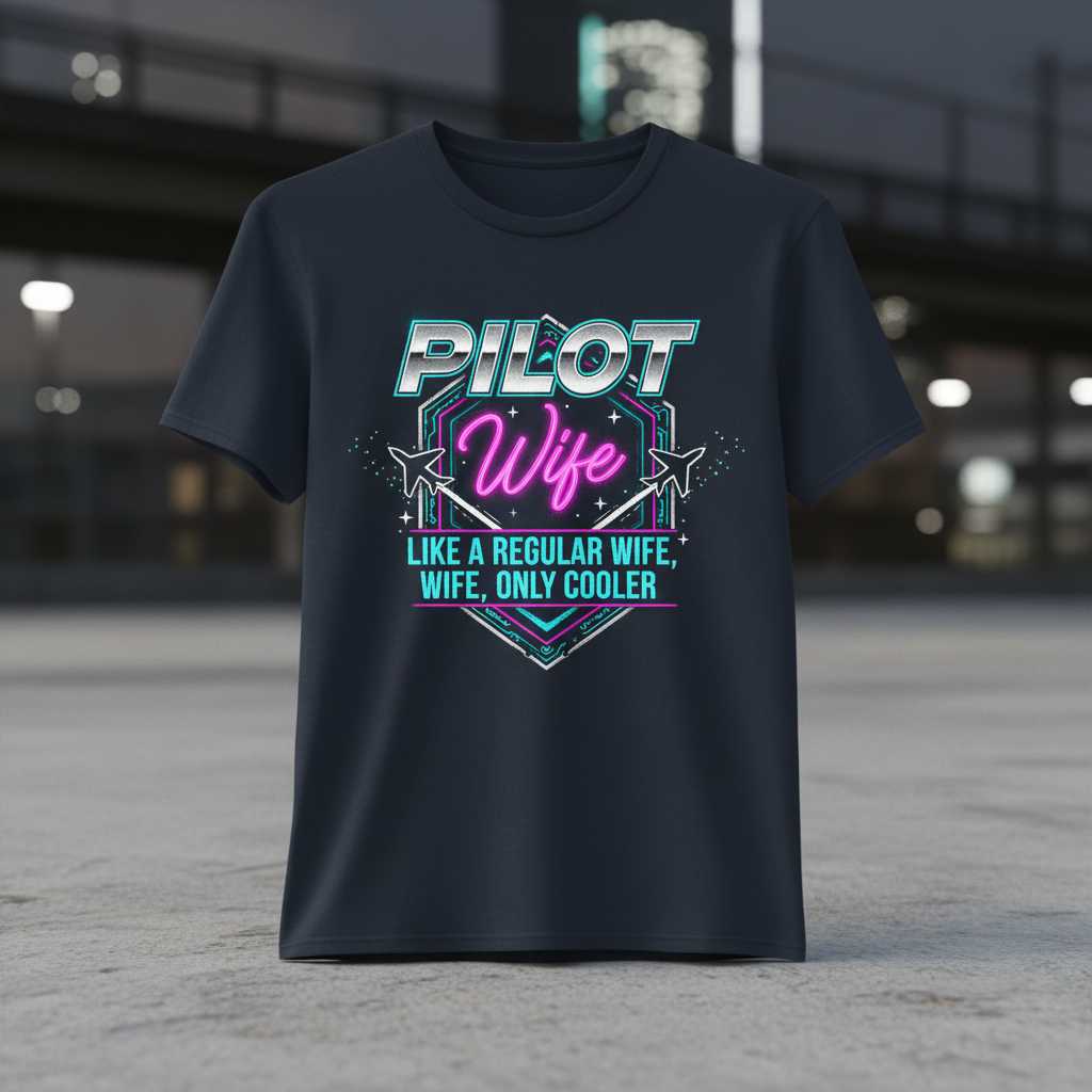 Pilot Wife Like A Regular Wife Wife Only Cooler Retro Aviation T-Shirt Funny Tee