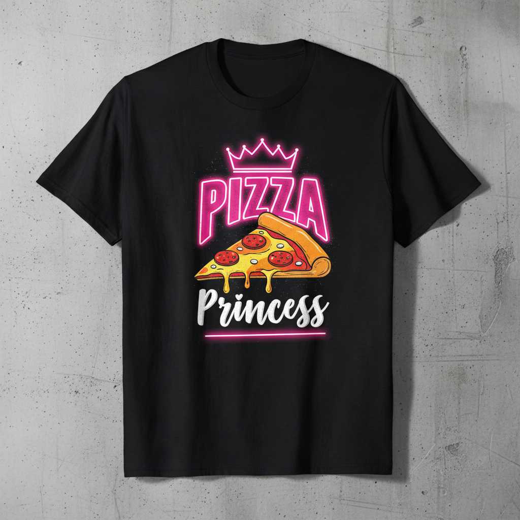 Pizza Princess Retro Graphic T-Shirt, Foodie Lover Tee Gear Present Idea