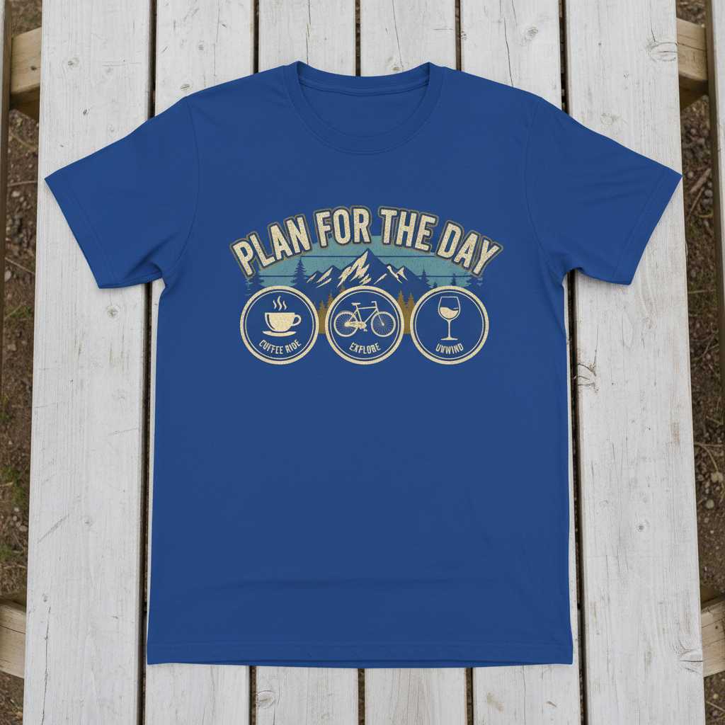 Plan For The Day Vintage Retro Cycling T-Shirt, Graphic Biking Tee Gear