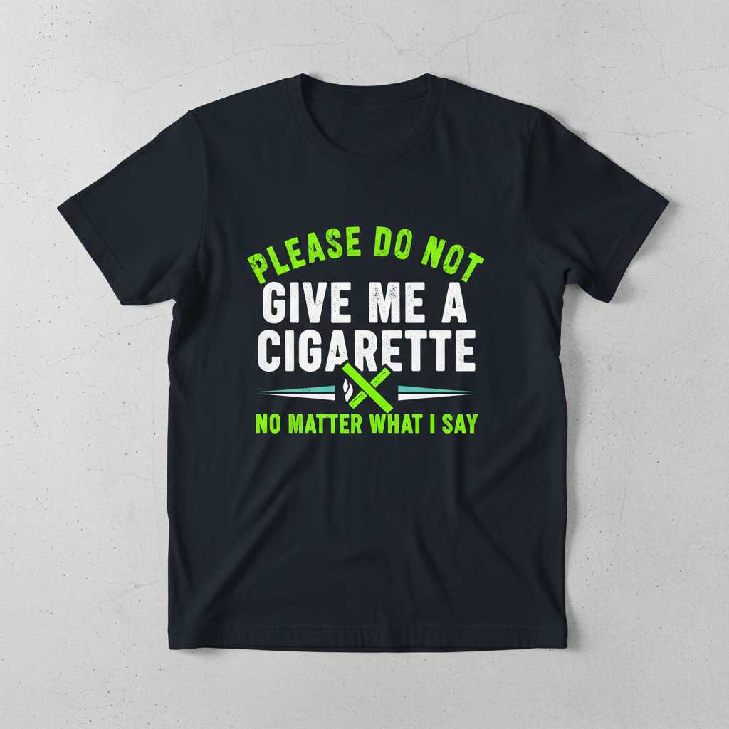 Please Do Not Give Me A Cigarette No Matter What I Say Funny T-Shirt Novelty Tee