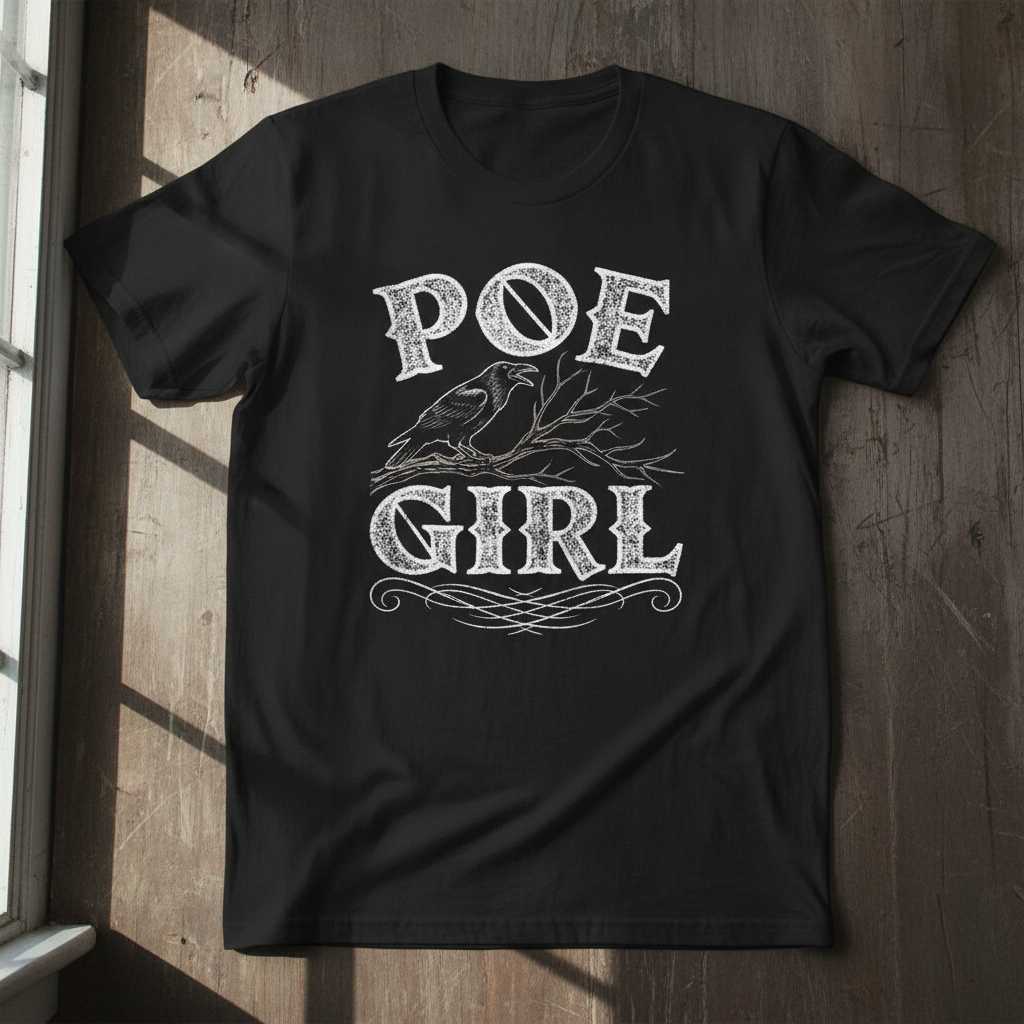 Poe Girl Distressed Vintage Gothic Graphic T-Shirt Novelty Tee Merch Idea