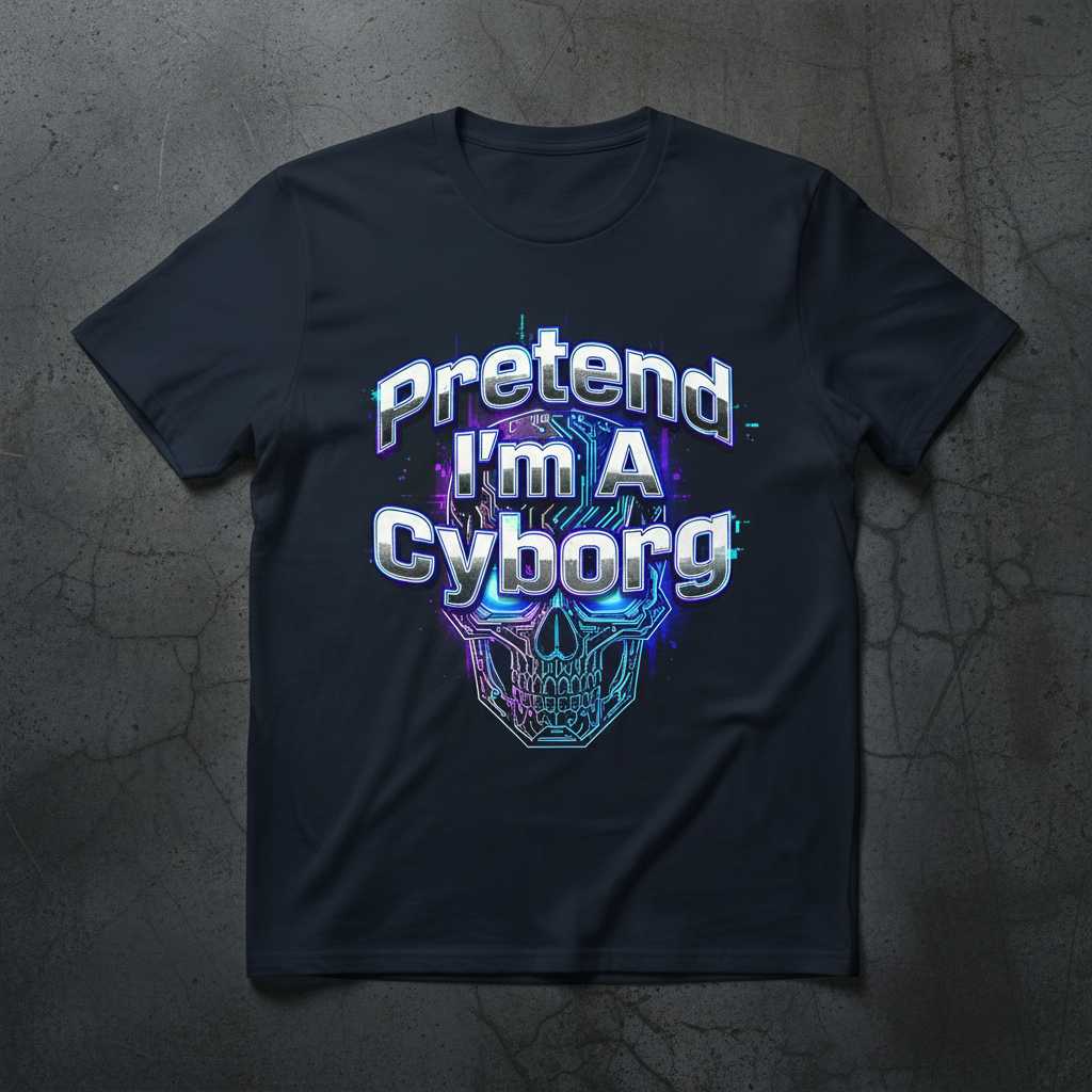 Pretend Im A Cyborg Robot Graphic T-Shirt, Funny Novelty Tee Costume Idea