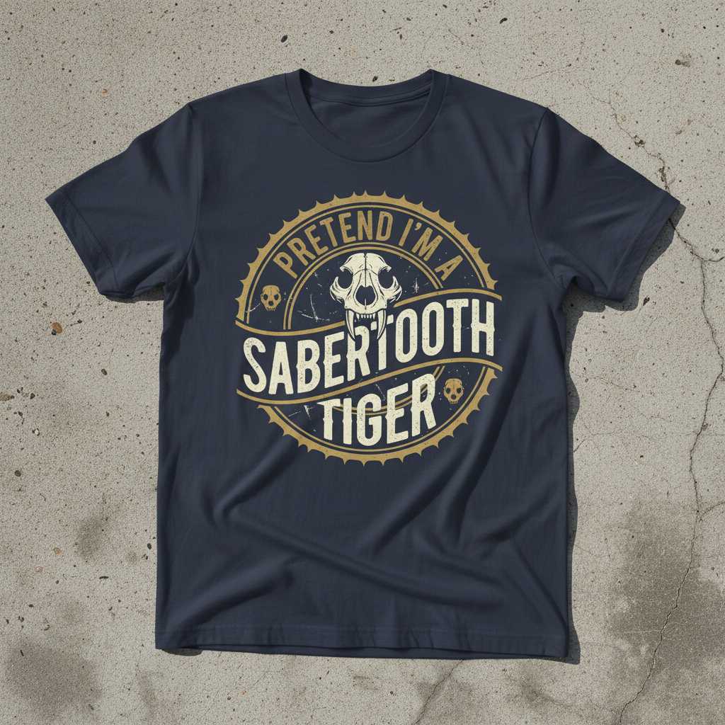 Pretend Im A Sabertooth Tiger Vintage Distressed T-Shirt, Funny Tee Outfit