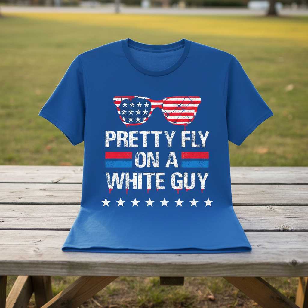 Pretty Fly On A White Guy Distressed Vintage T-Shirt, Funny Novelty Tee Merch