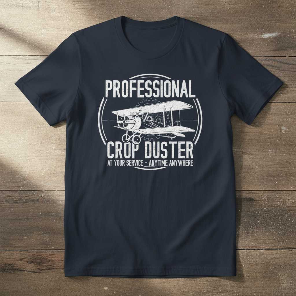 Professional Crop Duster At Your Service Anytime Anywhere Vintage T-Shirt Graphic Tee
