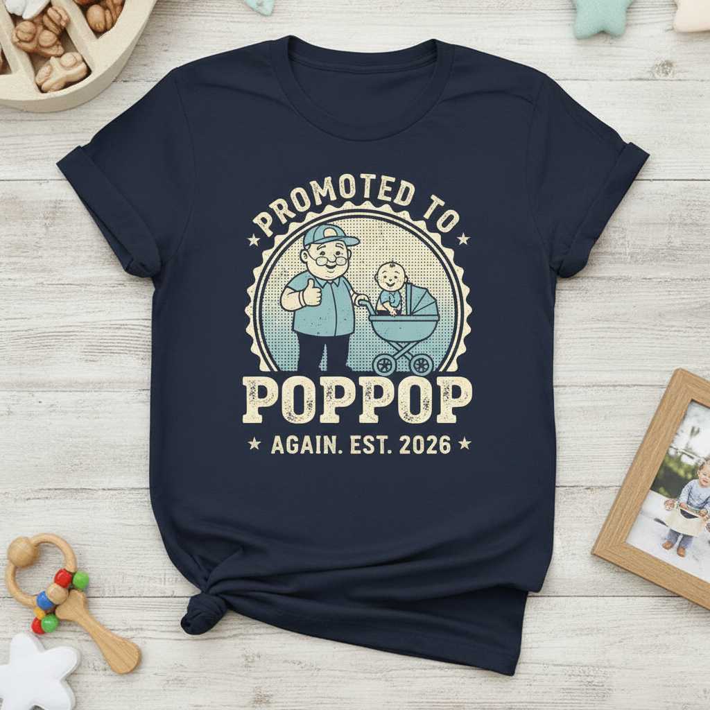 Promoted To Poppop Again Est. 2026 Vintage T-Shirt, Graphic Tee Present