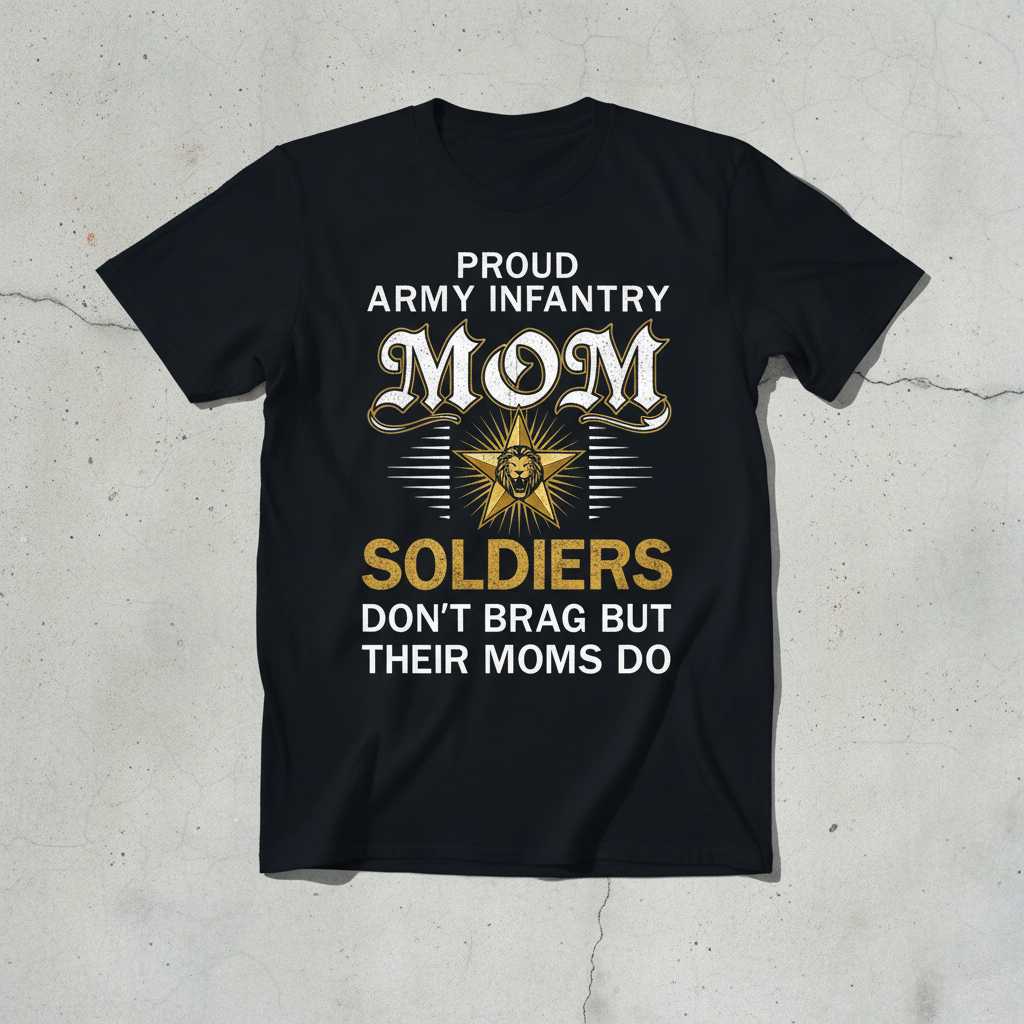 Proud Army Infantry Mom Soldiers Dont Brag But Their Moms Do Distressed T-Shirt Graphic Tee