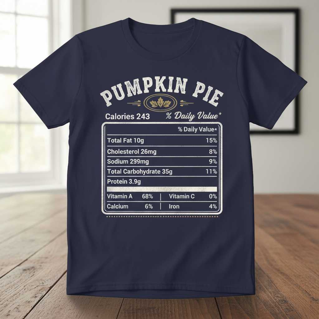 Pumpkin Pie Nutrition Facts Vintage T-Shirt, Funny Thanksgiving Tee Gift Idea
