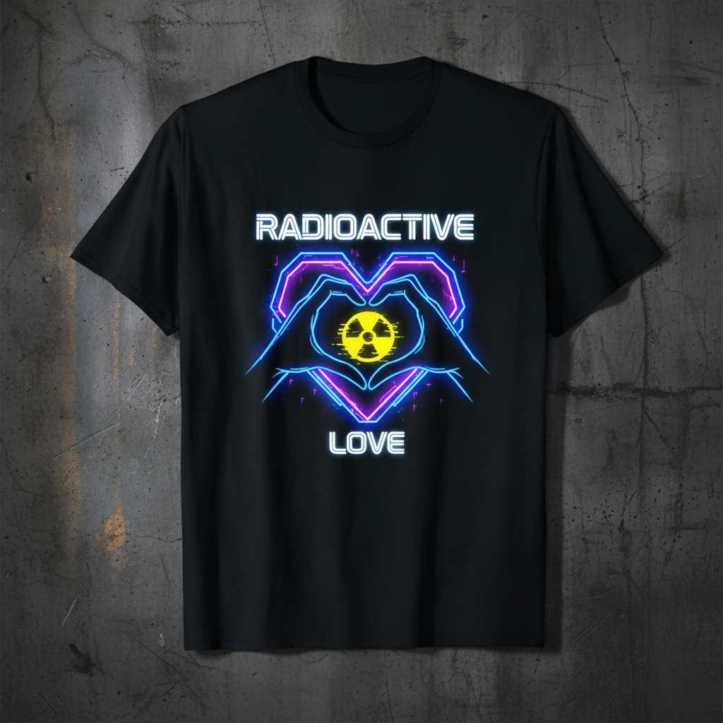 Radioactive Love Retro T-Shirt, Skeleton Heart Hands Nuclear X-Ray Graphic Tee